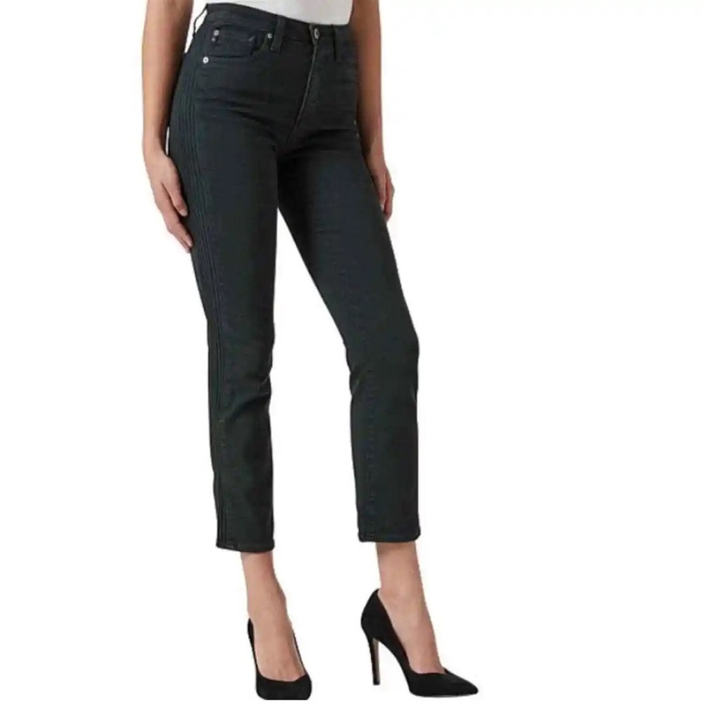 AG Adriano Goldschmied Isabelle Pintucked High-Rise Straight Cropped Jeans